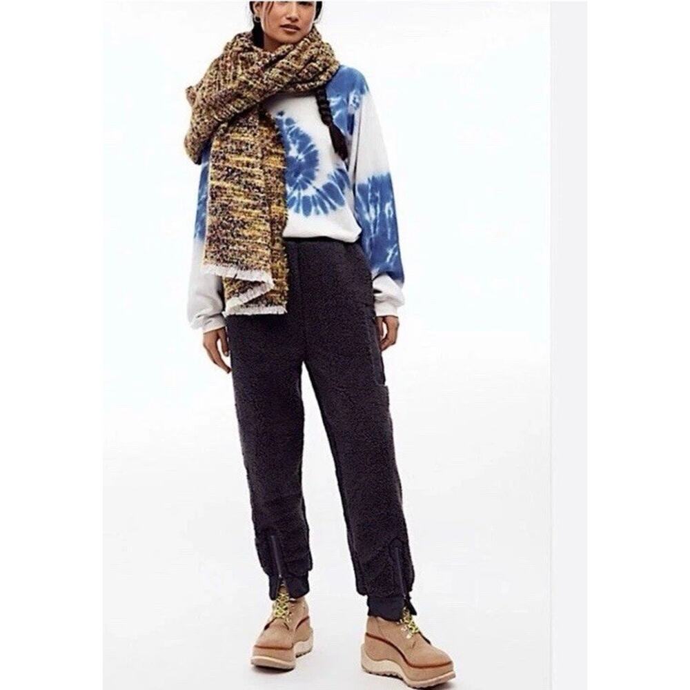 Free People FP Movement BFF solid Fleece‎ Pants Navy Large Lined Cozy High Waist